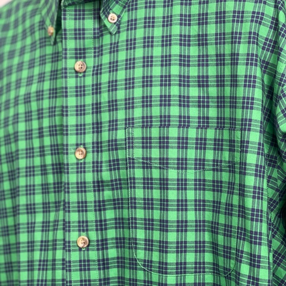Mens LL Bean Button Down Shirt Size XL Plaid Green & Blue - Picture 2 of 4